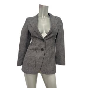 Lady Van Gils Vintage Tailored Wool Blend Blazer Jacket Grey Plaid  Size EUR 34